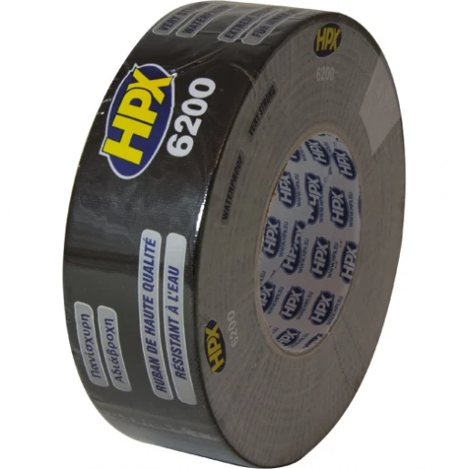 HPX Duct Tape zelfklevende tape 50mmx50m Weefsel Zwart