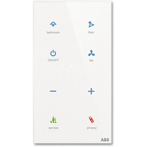 ABB Busch-Jaeger Tacteo Glas aanraaksensor + RTC vertikaal KNX 4-voudig met tekstv inbouw IP20 2CKA006300A1545