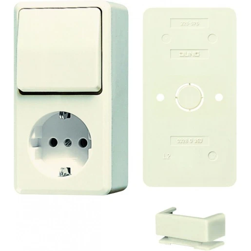Jung AP 600 combinatie wandcontactdoos + ra bundel wissel opbouw Wisselschakelaar wit IP20 B676A