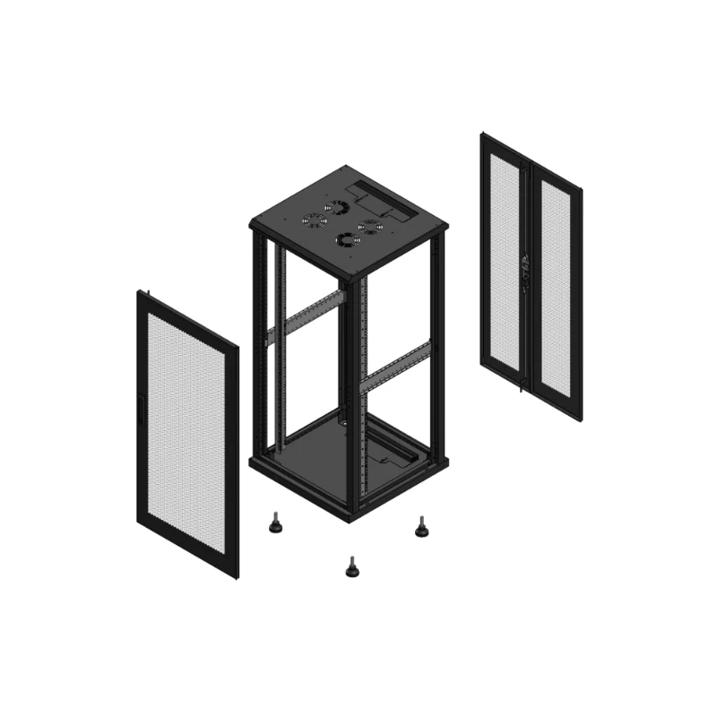 Gigamedia Vloer patchkast AV enkel PER AR dubbel PER EX 19" 26HE 600x600mm Zwart GGM 702666PPSPPDEX