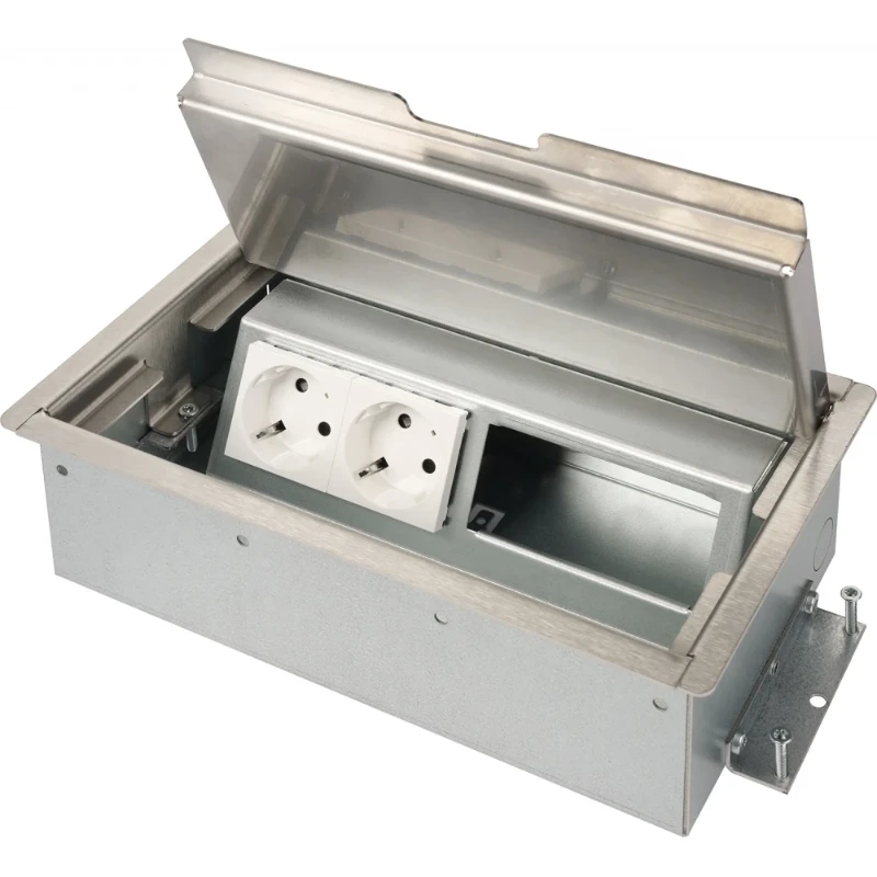OCS Servicebox 3.0 2x 230V + 2x leeg RVS deksel met 15mm inlegdiepte