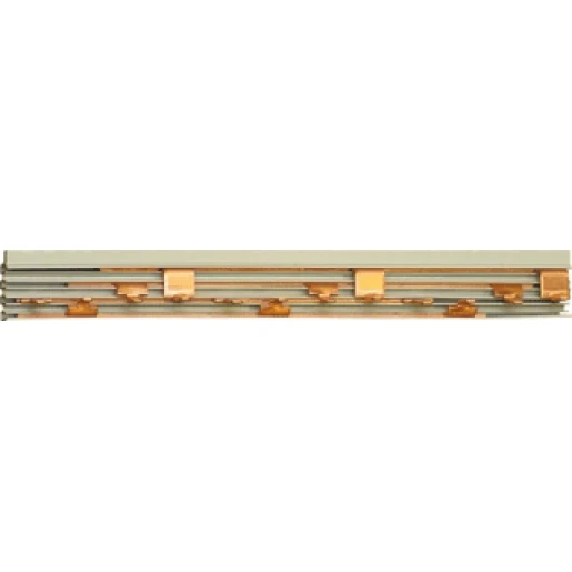 ABB L1-N-L2-N-L3-N-L1.. Verzamelrail 3F+N 58 mod. var. lengte+eindkapp