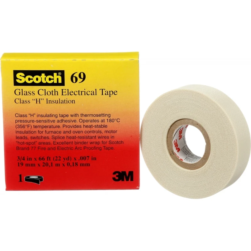 3M GLASDOEK TAPE 69 180°C 3500V WIT 15MMX33M