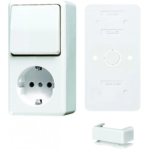Jung AP 600 combinatie wandcontactdoos + ra bundel wissel opbouw Wisselschakelaar wit IP20 B676AWW