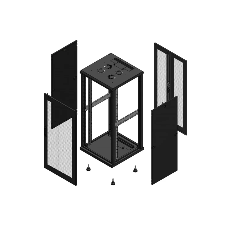 Gigamedia Vloer patchkast AV enkel PER AR dubbel PER 19" 26HE 600x600mm Zwart GGM 702666PPSPPD