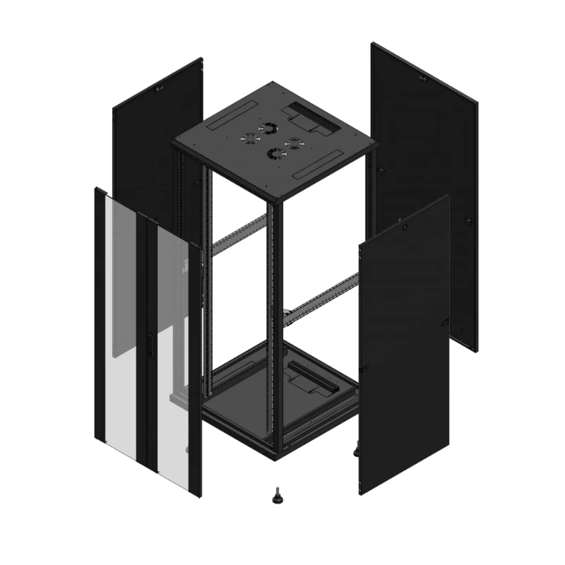 Gigamedia Vloer patchkast AV dubbel VER PAR 19" 36HE 800x800mm Zwart GGM 703688PVDPAR