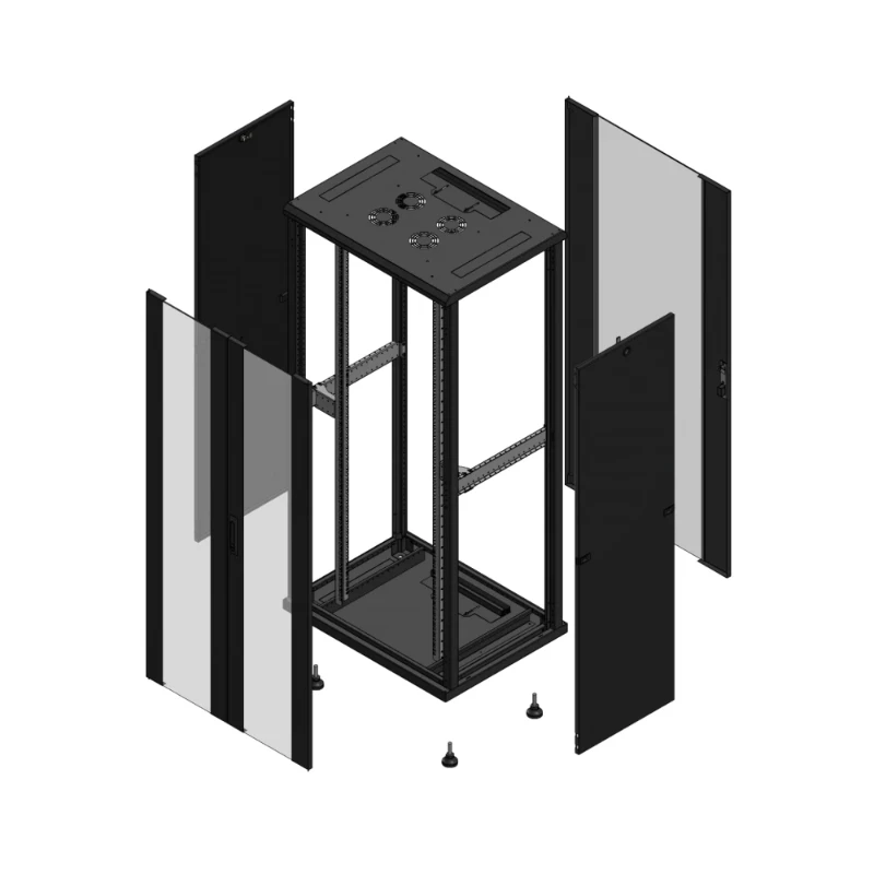 Gigamedia Vloer patchkast AV dubbel VER AR enkel VER 19" 36HE 800x600mm Zwart GGM 703686PVDPVS