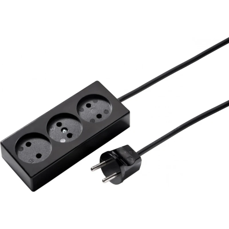Martin Kaiser Contactdooscombinatie 3-voudig ongeaard zwart snoer 1,5m