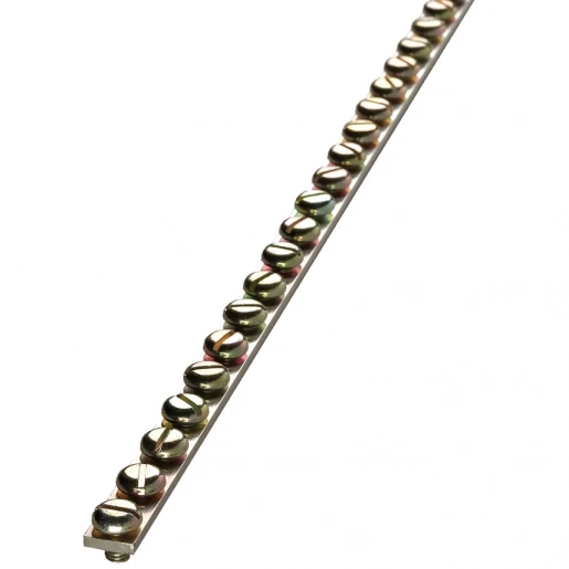 JMV Aardrail (M10) 20x5mm 200A 29 aansluitingen M10 messing 9200200