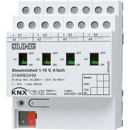 Jung EIB stuureenheid 1-10V KNX 1-10 V 4-v DIN-rail 2194REGHM