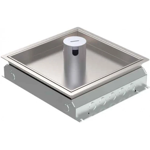 HPL vloerdoos instort 50mm 2xWCD + 8xData-uitsp.- RVS T25 IP54 deksel