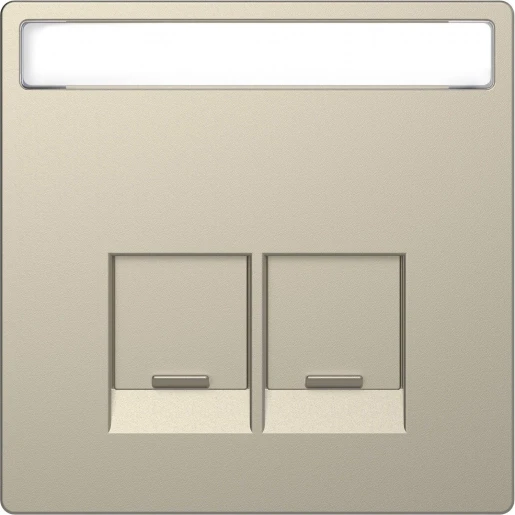 Merten Systeem M Centraalplaat Actassi Modular-Jack Basiselement met centrale afdekplaat 2 connectoren Met label beige MTN4574-6033