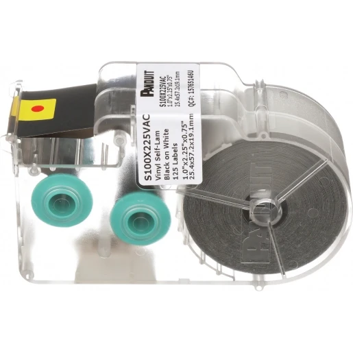 Panduit P1 cassette self-lam label vinyl 1.00" w x 2.25" h .75" poa clear/white