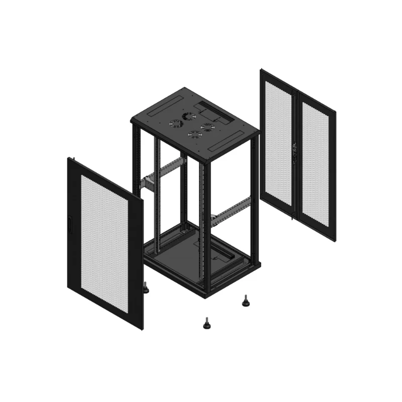 Gigamedia Vloer patchkast AV enkel PER AR dubbel PER EX 19" 26HE 800x600mm Zwart GGM 702686PPSPPDEX