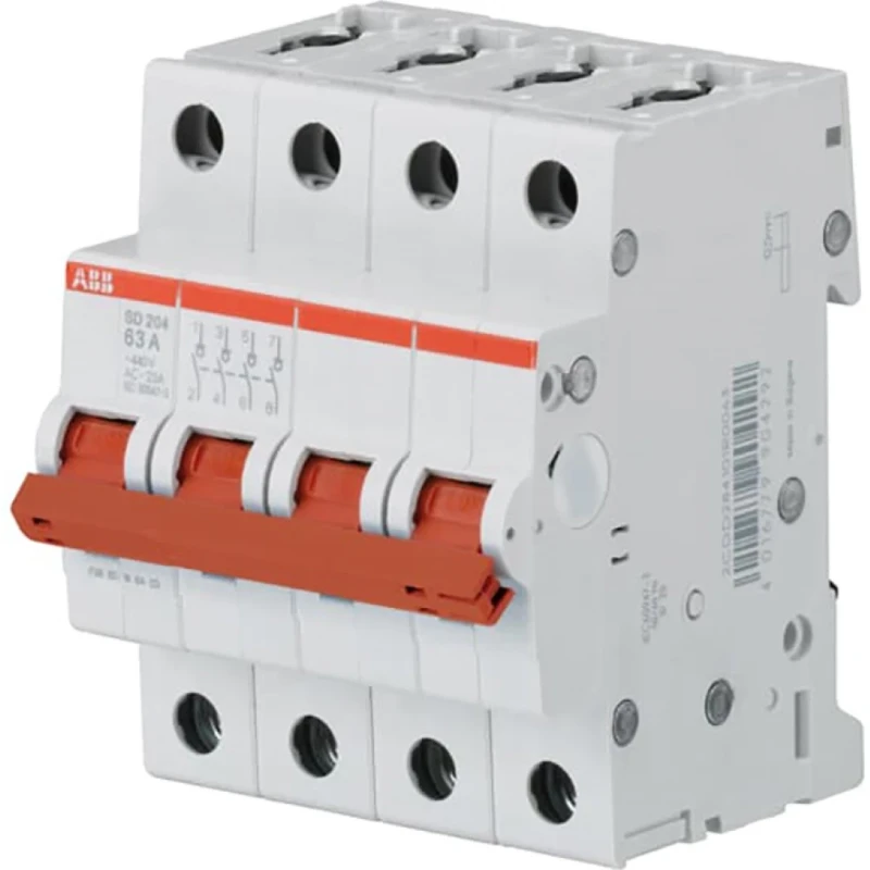 ABB Lastscheider Aan-Uit schakelaar rood 4polig 16A 440VAC AC-23A 25 kA