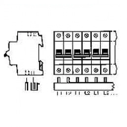 ABB L1-L2-L1-L2-.... Verzamelrail 2F 12 mod. var. lengte+eindkappen