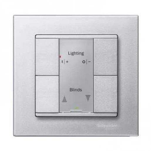 Merten SpaceLogic KNX Drukknopmodule KNX 4-voudig aluminium met tekstv inbouw IP20 MTN627660