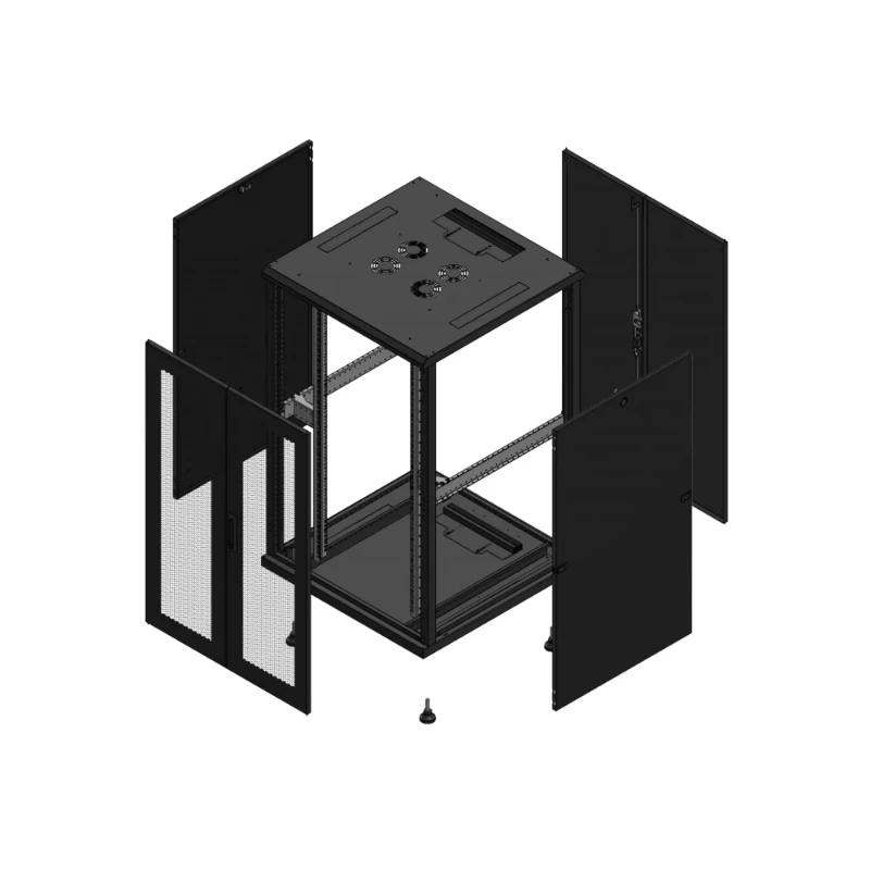 Gigamedia Vloer patchkast AV dubbel PER AR dubbel TOL 19" 26HE 800x800mm Zwart GGM 702688PPDPTD