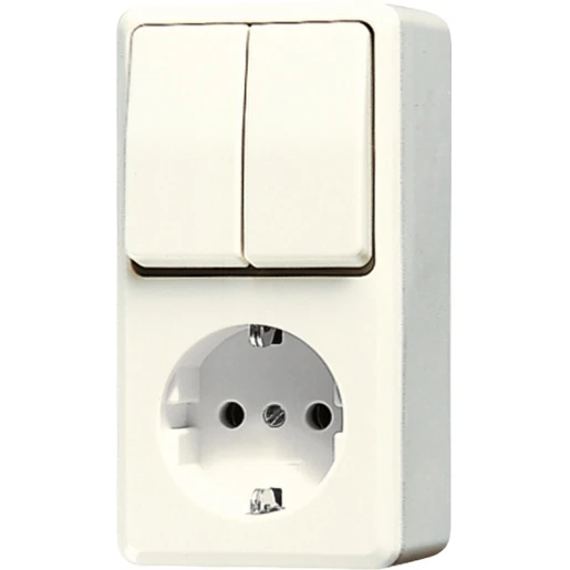 Jung AP 600 combinatie wandcontactdoos + ra opbouw wit IP20 675A