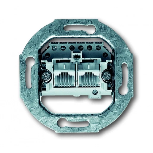 ABB Busch-Jaeger Datacontactdoos parallel Basiselement 2 connectoren Zonder label wit 2CKA000230A0235