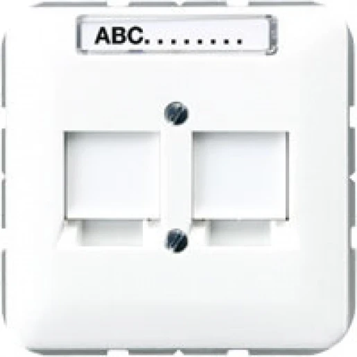 Jung CD range centraalplaat radiall cd500 Modular-Jack 2 connectoren Met label wit 569-2NINF