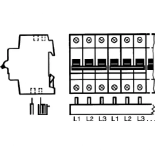 ABB L1,L2,L3... Verzamelrail 3F 12 mod. var. lengte+uitbreekpinnen