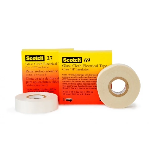 3M GLASDOEK TAPE 69 180°C 3500V WIT 6MMX33M 1 PER ROL