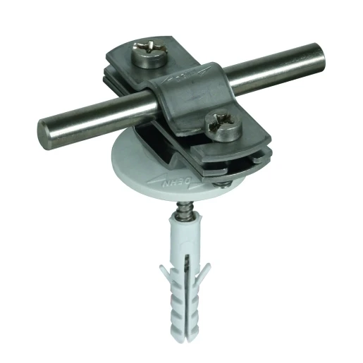 Dehn Conductor holder with stst cleat for rd 7-10/fl 30mm w.wood screw an