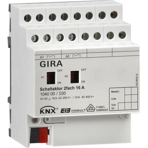 Gira Schakelact. 2-v 16 A hand KNX DIN-rail