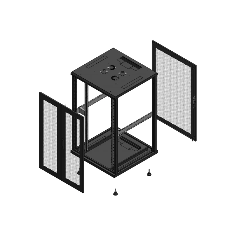 Gigamedia Vloer patchkast AV dubbel PER AR enkel PER EX 19" 26HE 800x800mm Zwart GGM 702688PPDPPSEX