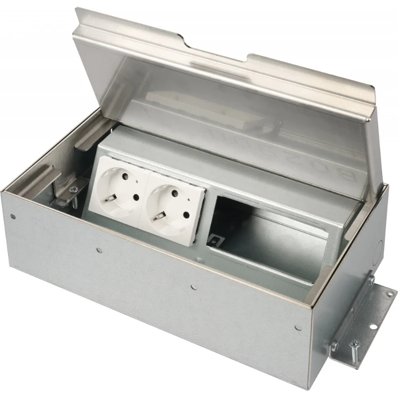 OCS Servicebox 3.0 2x 230V + 2x leeg RVS deksel met 15mm inlegdiepte