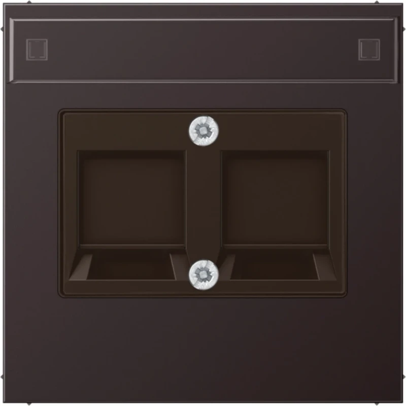 Jung LS range Afdekking LS-Dark Modular-Jack 2 connectoren MetaalMet label aluminium AL2969-25NWED