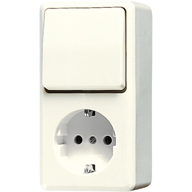 Jung AP 600 combinatie wandcontactdoos wissel + ra opbouw wit IP20 676A