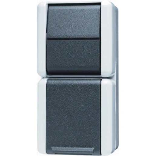 Jung WG 800 combinatie wandcontactdoos wissel + ra opbouw grijs IP44 876W