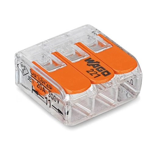 Wago Verbindingsklem compact 3x4mm² transparant