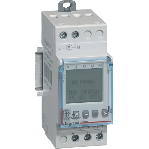 Legrand Alpha digitale schakelklok paneelbouw d21 DIN-rail 230V 1 kanaal 16A AC 412631
