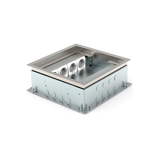 HPL vloerdoos instort 80mm 4xWCD + 8xData-uitsp.- RVS T25 IP54 deksel