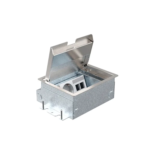 HPL Servicebox+ vloercontactdoos 65mm 1xWCD+2xData-uitsp - RVS klep