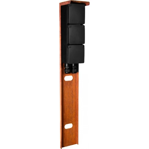 Glampère Pro tuinpaal (dubbele wartel) 3 contactdozen Glanzend IP55 NL6532C