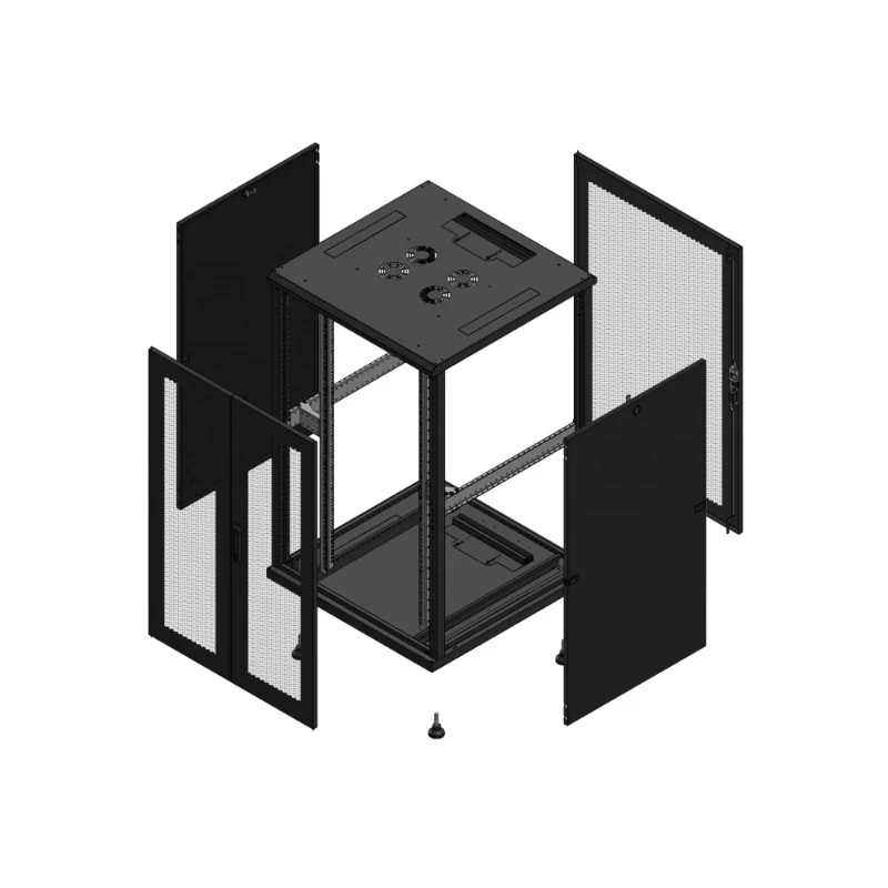 Gigamedia Vloer patchkast AV dubbel PER AR enkel PER 19" 26HE 800x800mm Zwart GGM 702688PPDPPS