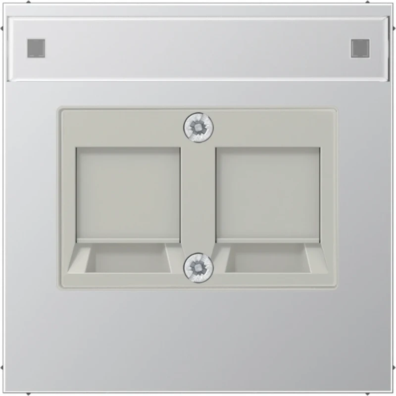 Jung LS range Afdekking voor NaV Panduit Modular-Jack 2 connectoren MetaalMet label aluminium AL2969-2PAND