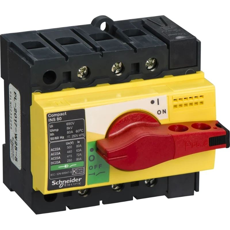 Schneider Electric COMPACT INS80 3P LASTSCHAK ROOD/GEEL