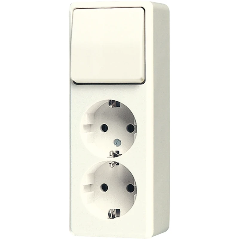Jung AP 600 combinatie wandcontactdoos wissel + ra opbouw Wisselschakelaar wit IP20 626A