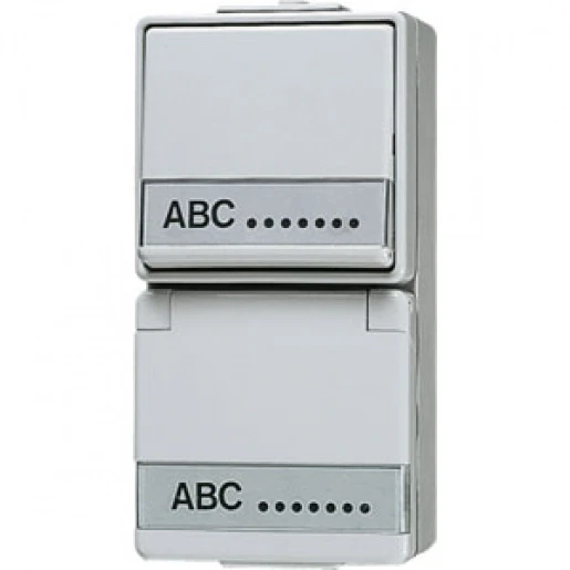 Jung WG 600 combinatie wandcontactdoos + ra + tekstveld wissel opbouw grijs IP44 676NAW