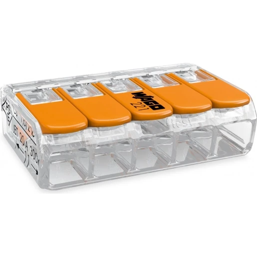 Wago Verbindingsklem compact 5x4mm² transparant