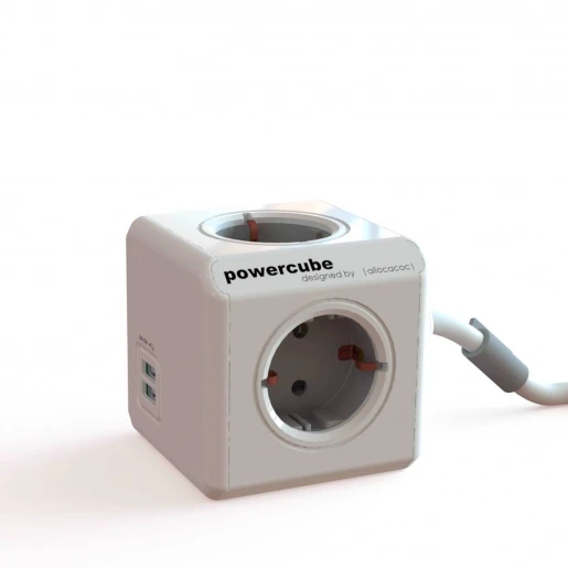 Allocacoc Stekkerdoos + USB poorten 3RA 16A IP22 snoer 1.5m BN3001