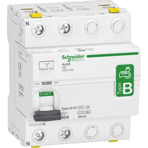 Schneider Electric Acti9 iID Aardlekschakelaar 2p 40A 0.03A type B A9Z51240