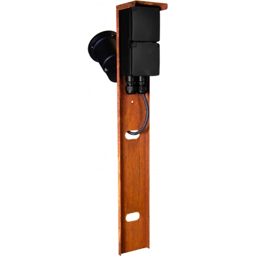 Glampère Pro tuinpaal met spot (dubbele wartel) 2 contactdozen Glanzend IP55 NL6522CS
