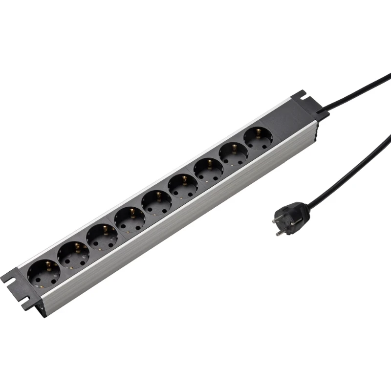 Martin Kaiser Contactdooscombinatie 19" 9-voudig ra l.grijs-d.grijs snoer 1,5m