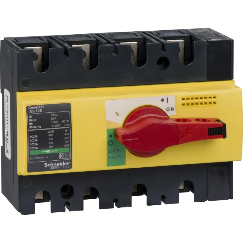 Schneider Electric COMPACT INS125 4P LASTSCHAK ROOD/GEEL